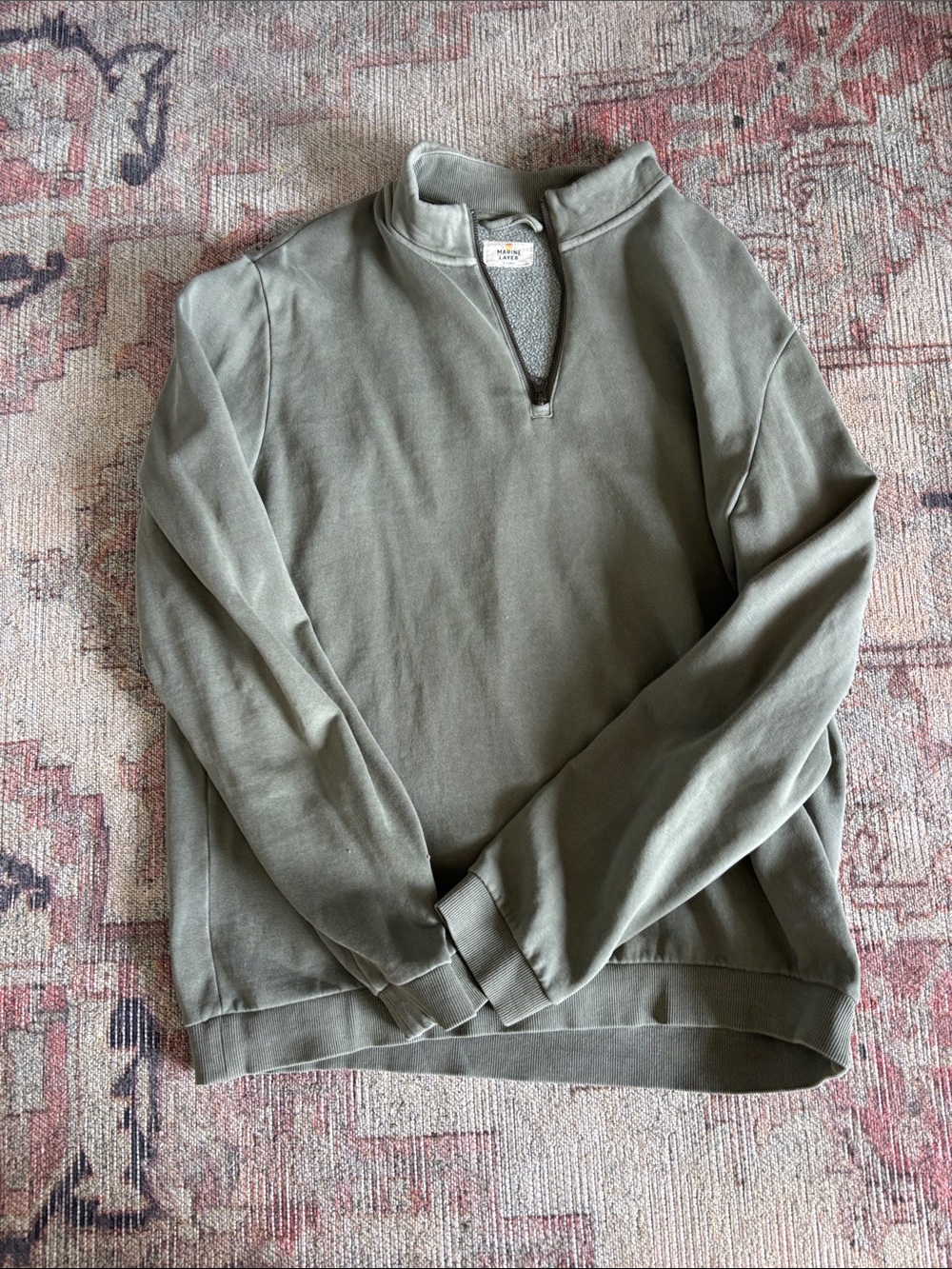 Marine Layer Olive Quarter-Zip Pullover